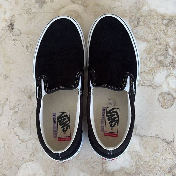 Vans Skate Slip-On Unisex Shoes Black Suede Leather - As New - Picture 9 of 13
